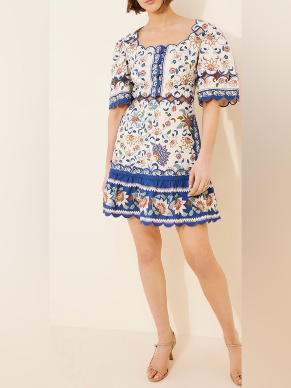 Farm Rio Floral Delhi Tapestry Linen Blend Mini Dress Size L